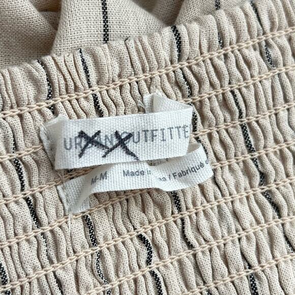 Urban Outfitters Quebec Linen Side-Tie Midi Wrap Dress Striped in Cream, Medium - Picture 3 of 13